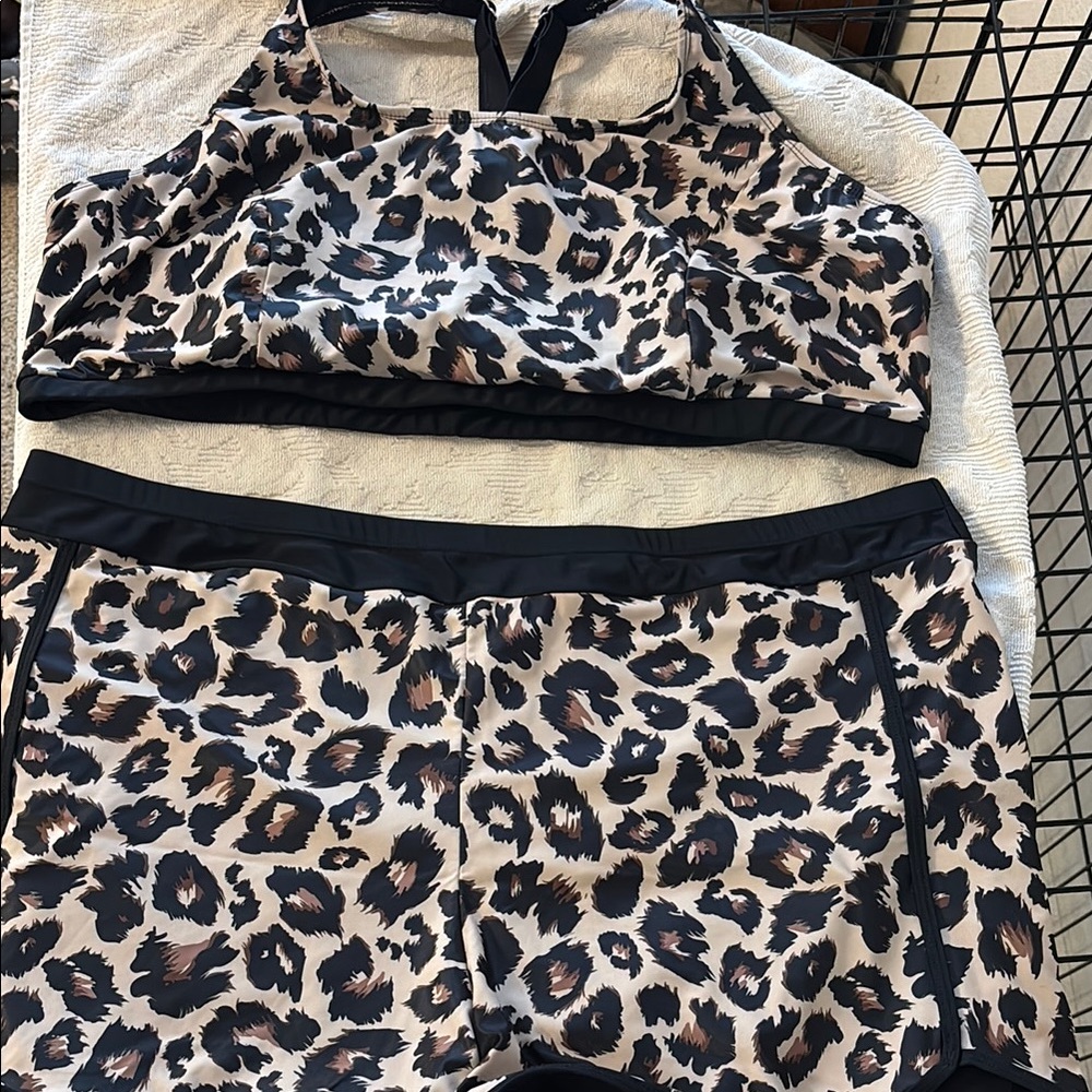 Chic Brown and Black Sports Bra Swimwear